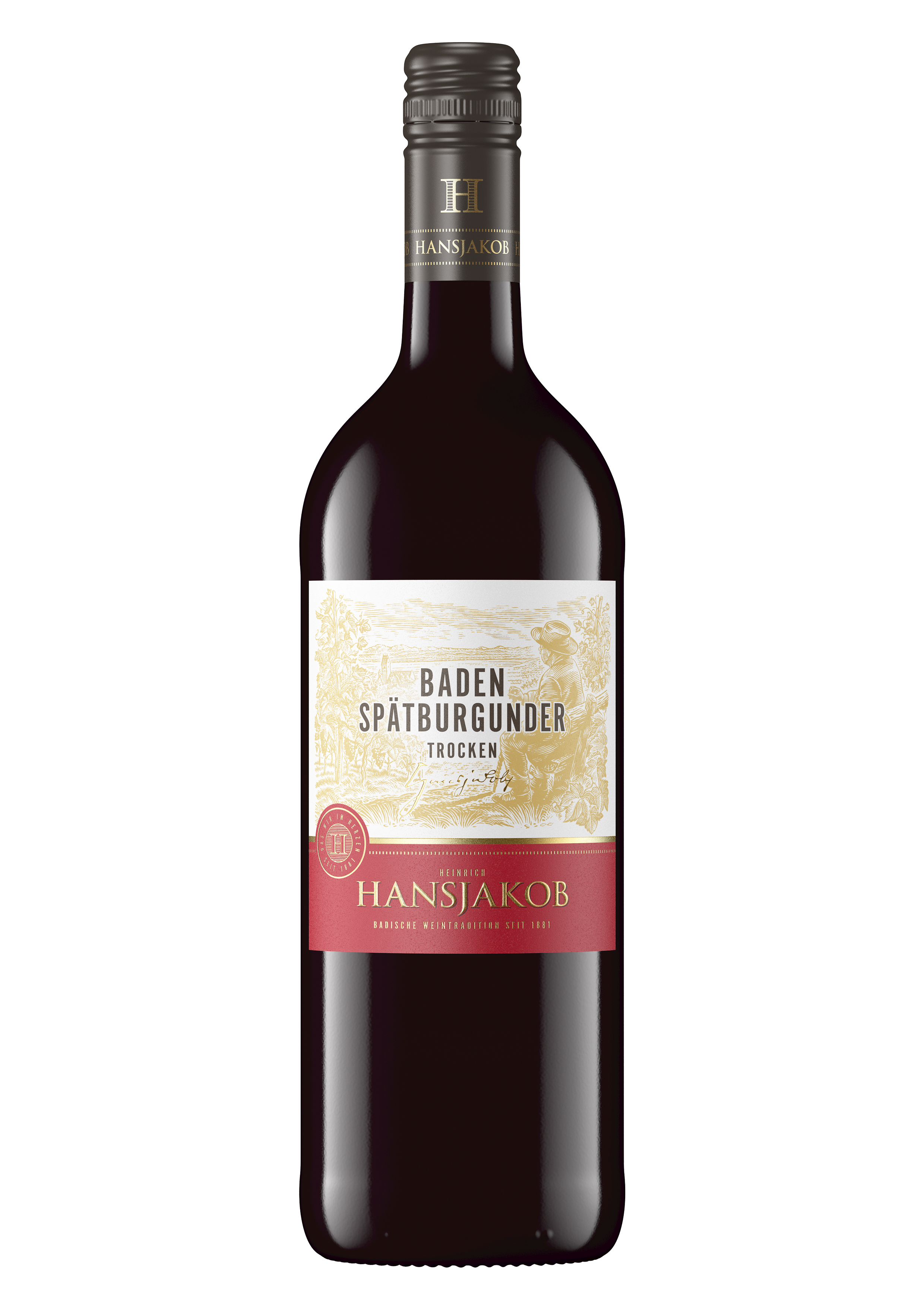 Heinrich Hansjakob Baden Spätburgunder Rotwein Qualitätswein trocken 1l