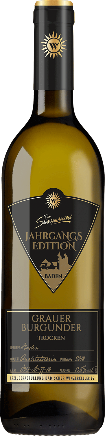 Die Sonnenwinzer Jahrgangsedition Grauer Burgunder Qualitätswein trocken 0,75l