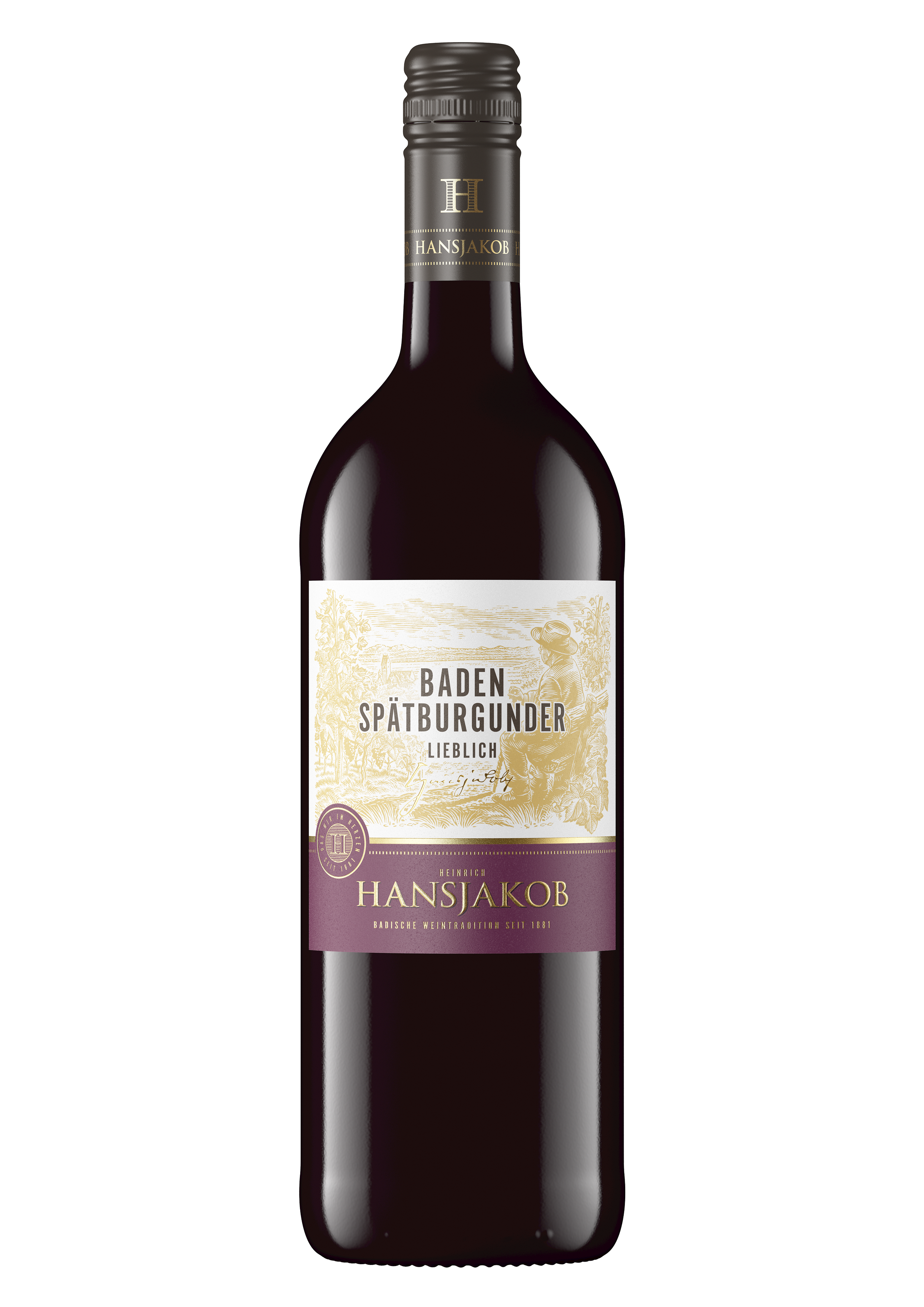 Heinrich Hansjakob Baden Spätburgunder Rotwein Qualitätswein lieblich 1l
