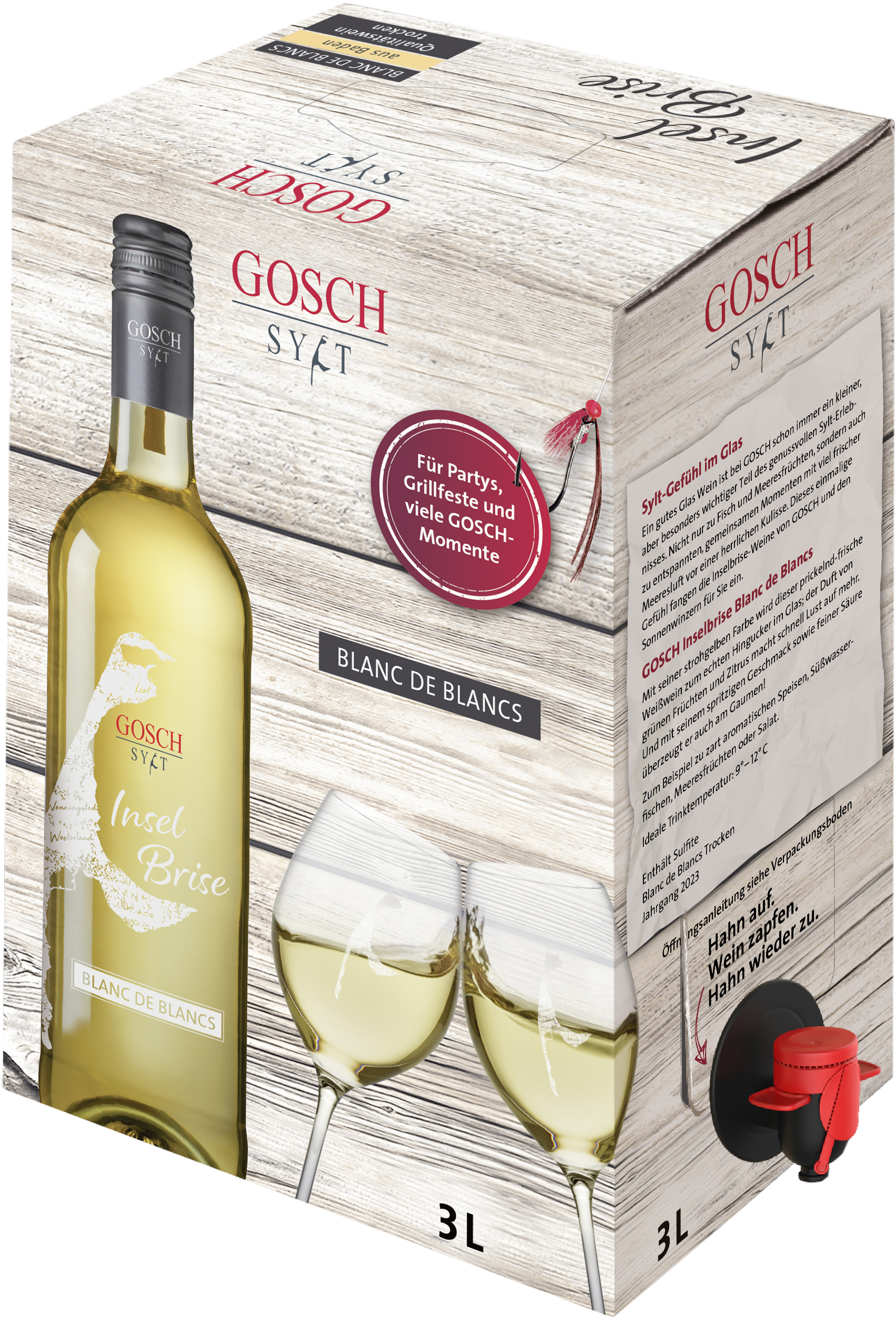 GOSCH Inselbrise Blanc de Blancs Bag-in-Box Qualitätswein trocken 3l